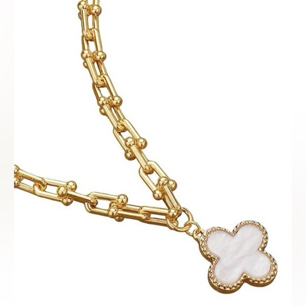 Clover Hardware Necklace - G- WH (7206) - Picture 2 of 6